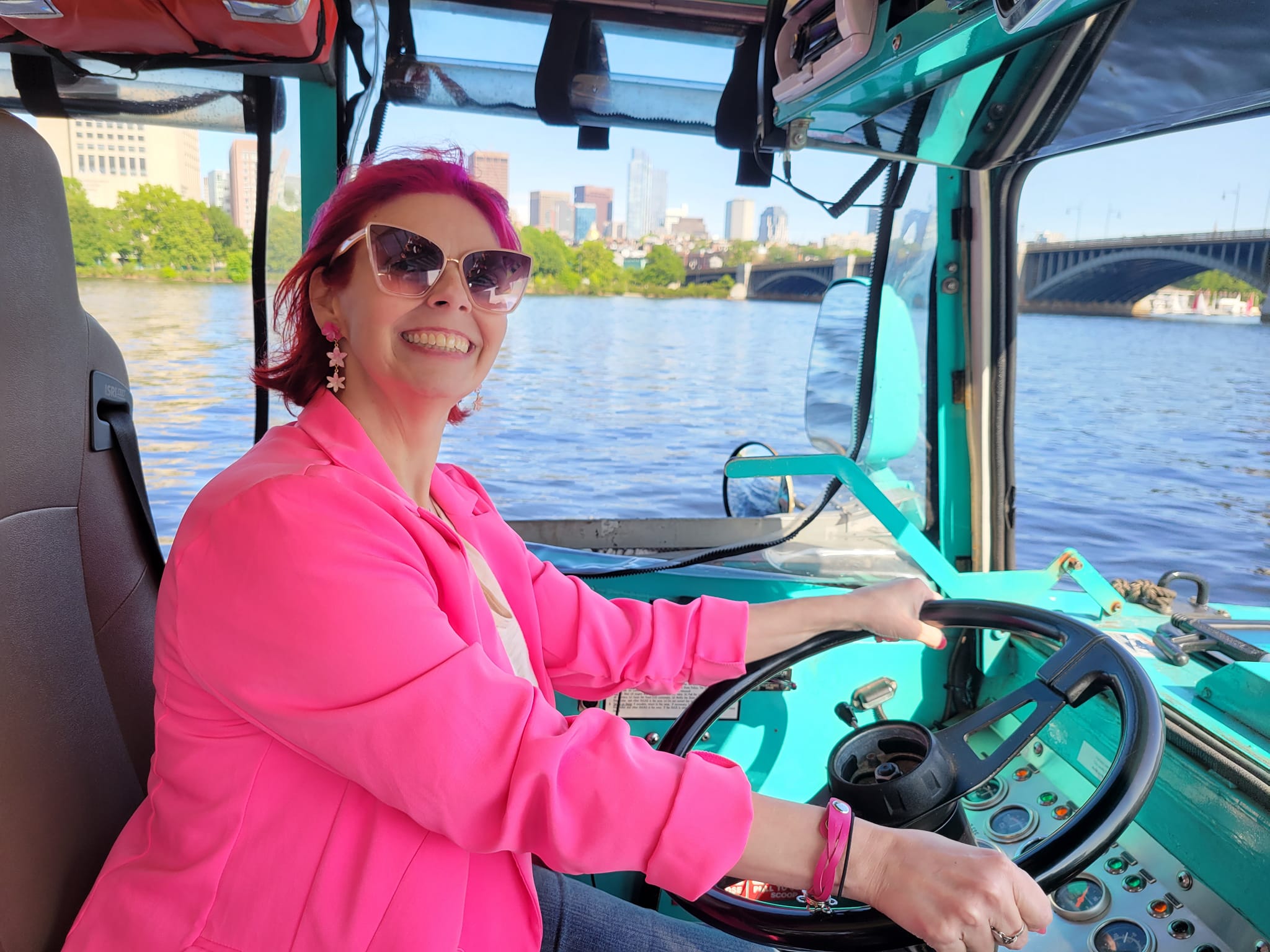 Meredith Kerr on a duck boat